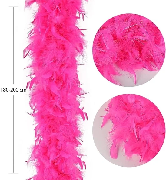 CEYLAN ADAM  Fuşya Renk Kabarık Kalın Otriş Boa Tüy 6 cm Genişlik 180-200 cm Uzunluk ürün görseli 1