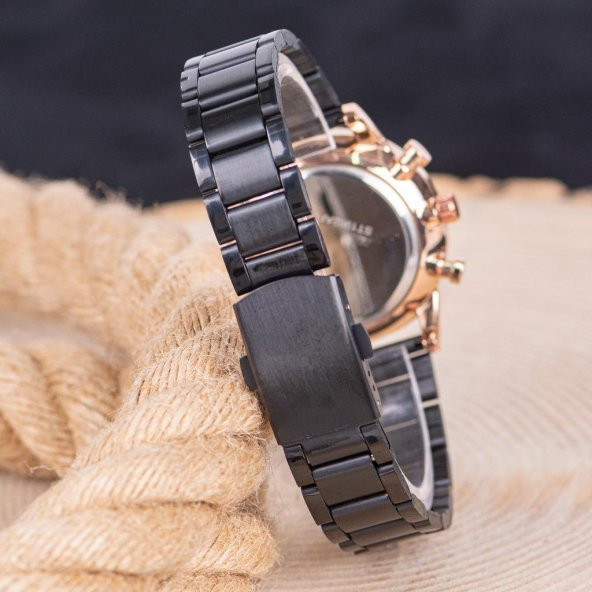 Pinkoli Yeni Model Roma Rakamlı Rose Renk Çelik Kasa Kadın Kol Saati ST-304011 - Resim 2