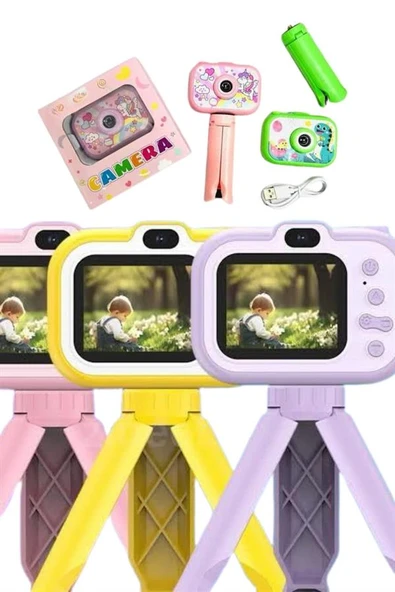 Çocuk Için Eğitici Video Kamera Ayaklı Mini Fotoğraf Makinesi - 4