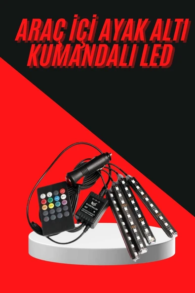 12 Ledli RGB Işıklı Araç Içi Ayak Altı Led Oto Ampul Kumandalı 7 Renk