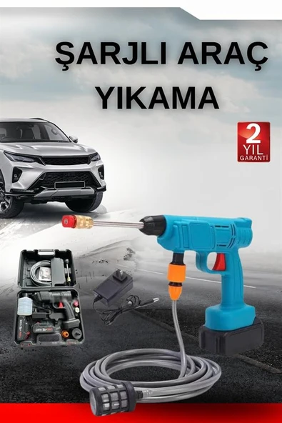 Şarjlı Oto Yıkama, Bahçe Sulama Tabancası Makinesi Yüksek Basınçlı - 2