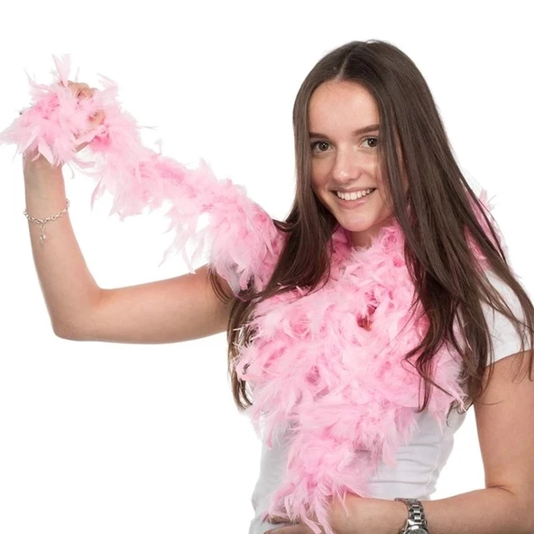 CEYLAN ADAM  Pembe Renk Kabarık Kalın Otriş Boa Tüy 6 cm Genişlik 180-200 cm Uzunluk - Resim 3