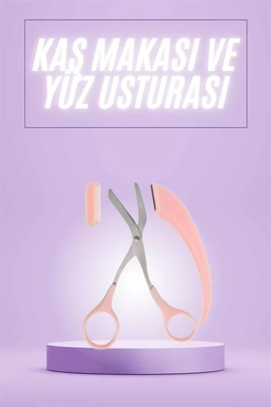 Taraklı Kaş Makası ve Ustura Seti Kaş Düzeltme Makası Kaş Bıyık Alma Aleti - Resim 2