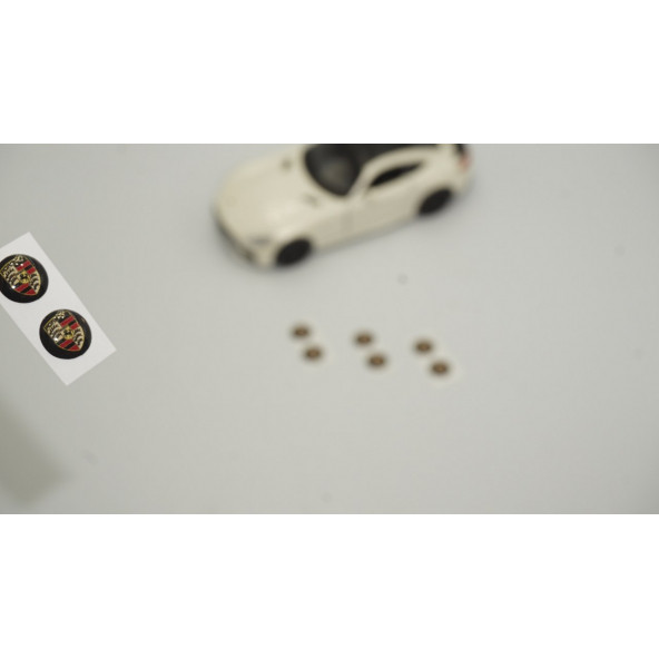 Porsche Logo Jant Torpido Direksiyon 9mm Damla Sticker Logo Seti