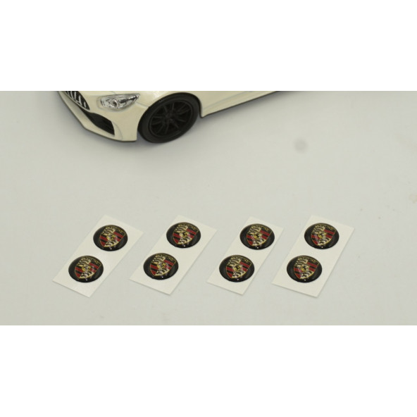 Porsche Logo Jant Torpido Direksiyon 9mm Damla Sticker Logo Seti - 4