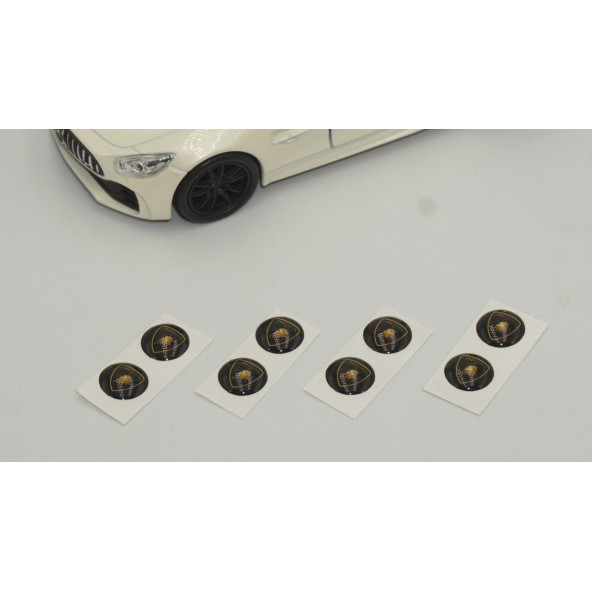 Lamborghini Logo Jant Torpido Direksiyon 9mm Damla Sticker Logo Seti - 4