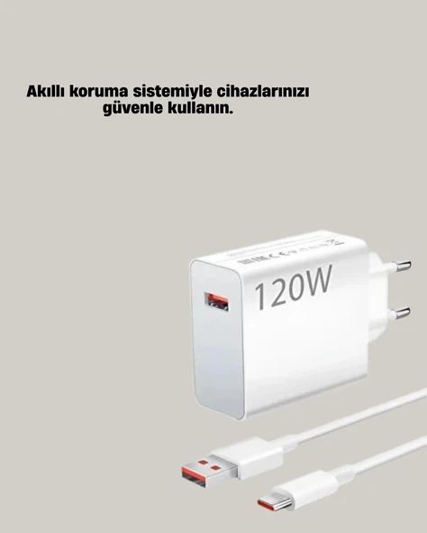 120W Mi Turbo Destekli Hızlı Şarj Cihazı Type-C Uyumlu Akım Korumalı - 5