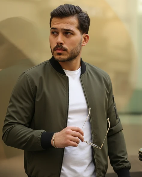 Erkek Içi Astarlı Fermuarlı Bomber Mont Ceket - Haki