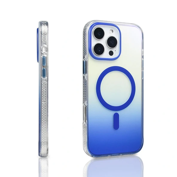 Apple iPhone 16 Pro Max Kılıf M-safe Şarj Özellikli Transparan Renk Geçişli Zore Toros Kapak - Resim 5