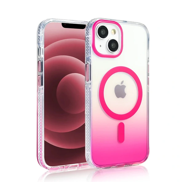 Apple iPhone 13 Kılıf M-safe Şarj Özellikli Transparan Renk Geçişli Zore Toros Kapak - Resim 11