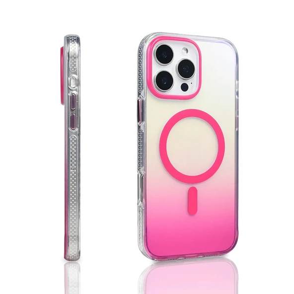 Apple iPhone 16 Pro Max Kılıf M-safe Şarj Özellikli Transparan Renk Geçişli Zore Toros Kapak - Resim 11