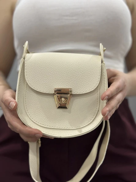 Klasik kapaklı bej cilt çanta - Resim 3