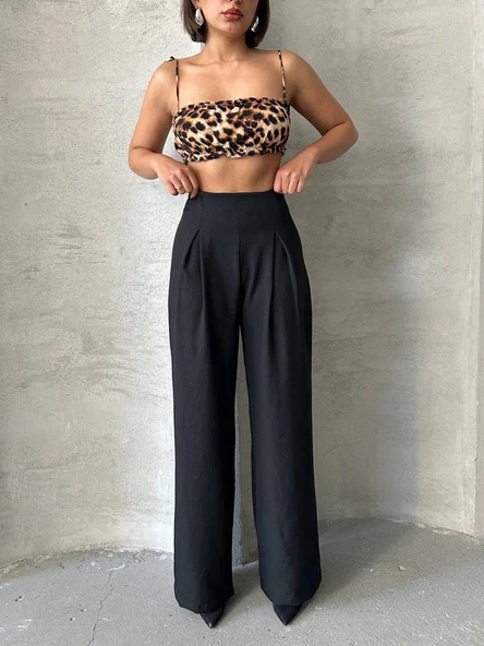 Pileli keten pantolon s255046 ürün görseli 1