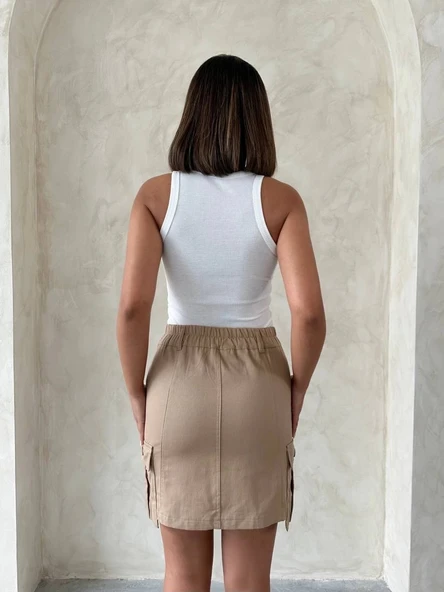 Kargo cep mini etek - Resim 5