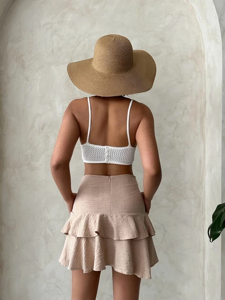 Valonlu fırfırlı etek s24681 - Resim 3