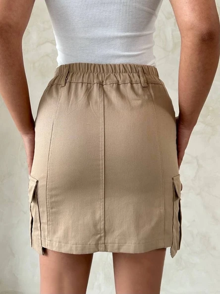 Kargo cep mini etek - Resim 3