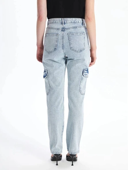 Kargo cep kar yıkama jeans pantolon - Resim 3