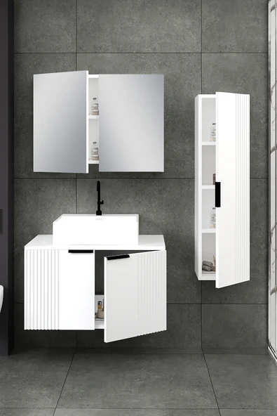 80 cm Chester Banyo Dolabı + 30 cm Boy Dolabı - 3