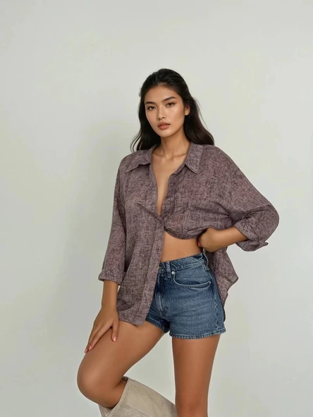 desenli gömlek s7331 - Resim 4