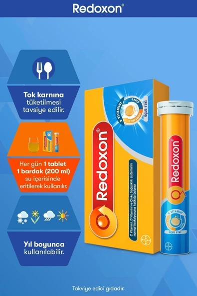 Redoxon Üçlü Etki 30 Efervesan Tablet I 1000 Mg C Vitamini, D Vitamini Ve Çinko Içeren Takviye Edici - Resim 6