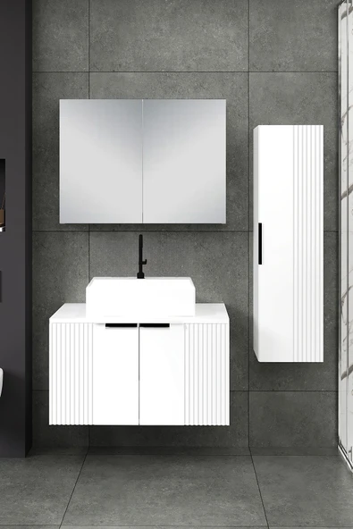 80 cm Chester Banyo Dolabı + 30 cm Boy Dolabı - 1