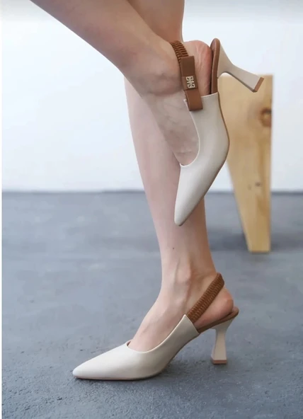 Toran Bej Cilt Topuklu Ayakkabı ürün görseli 1