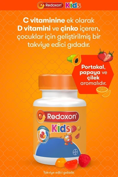 Redoxon Kids 60 Çiğnenebilir Gummy I Çocuklar Için C Vitamini, D Vitamini Ve Çinko Içeren Takviye - Resim 2