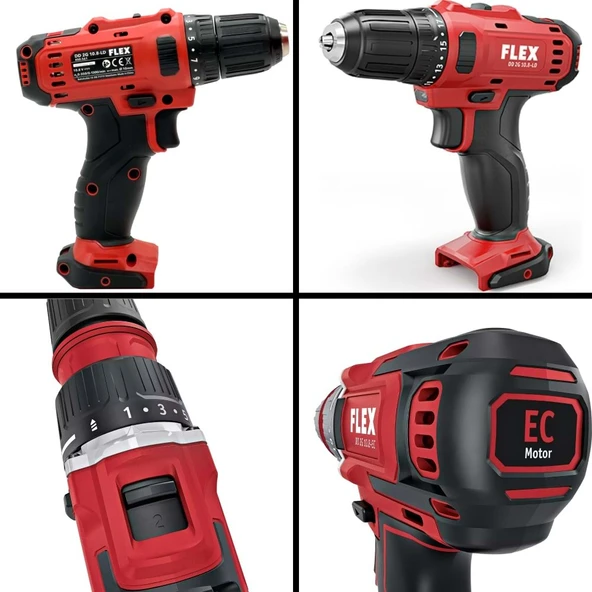 FLEX Şarjlı Vidalama Ve Detaylı Temizlik Fırça Seti - DD 2G Matkap, 3lü Fırça (10.8V 2.5AH Akülü) - 2