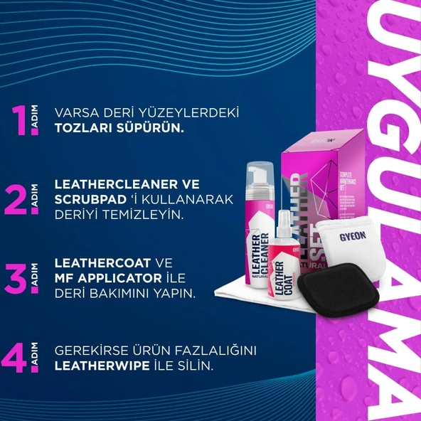 GYEON Q²M LeatherSet Natural Modern Deri Günlük Hafif Temizlik ve Bakım Seti (5 Parça) - 200 ml - 2