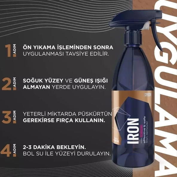 GYEON Q²M Iron REDEFINED Demir Tozu, Balata Tozu Temizleyici Ve Pas Sökücü PH Nötr - 500 ml - Resim 3