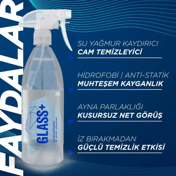 GYEON Q²M Glass+ Plus Araç Cam Yağmur Kaydırıcı Su İtici ve Temizleyici - 1000 ml -Hidrofobik Parlak - 3