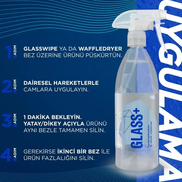 GYEON Q²M Glass+ Plus Araç Cam Yağmur Kaydırıcı Su İtici ve Temizleyici - 1000 ml -Hidrofobik Parlak - 2