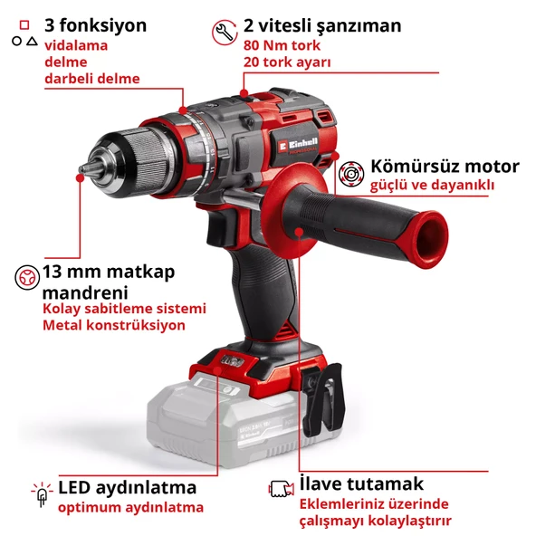 Einhell TP-CD 18/80 Li-i BL  Solo PROFESSIONAL Akülü Darbeli Matkap - 2