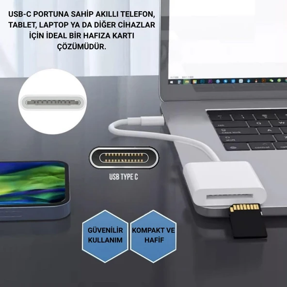 Polham USB-C To SD / Hafıza Kart Okuyucu | Tak & Çalıştır Kamera Kart Dönüştürücü, Telefon, Tablet PC Uyumlu - 9