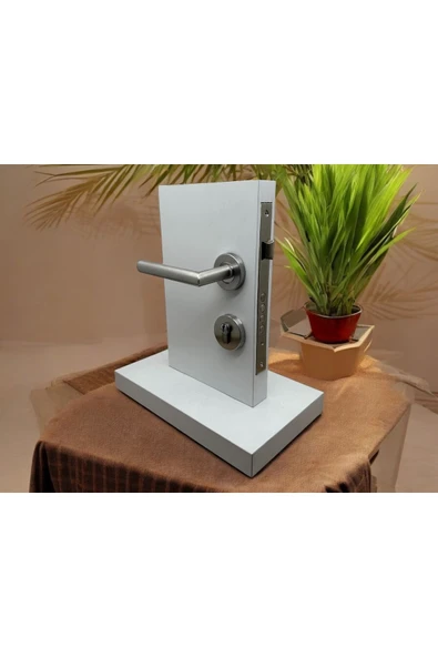 Hastahane Tipi L Paslanmaz Saten Rozetli Yale Kapı Kolu Sol Basar Tek Taraf ürün görseli