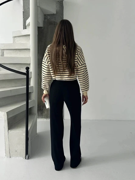 Fit comfort siyah salaş pantolon A6011 - 2