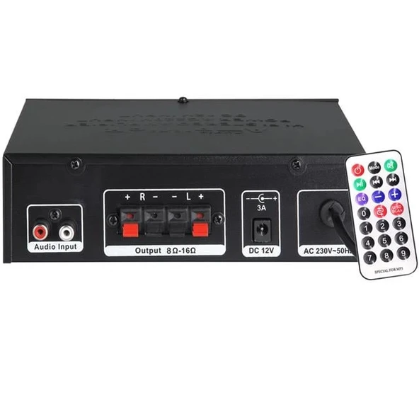 Notel Not-306 2X20W 4-8 Ohm Usb/Sd Girişli Bluetoothlu 2 Mikrofon Girişli Trafosuz Stereo Mini Anfi - Resim 3