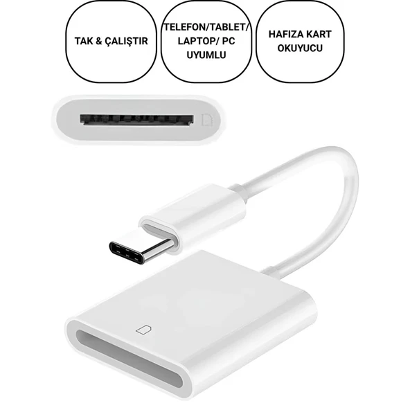 Polham USB-C To SD / Hafıza Kart Okuyucu | Tak & Çalıştır Kamera Kart Dönüştürücü, Telefon, Tablet PC Uyumlu