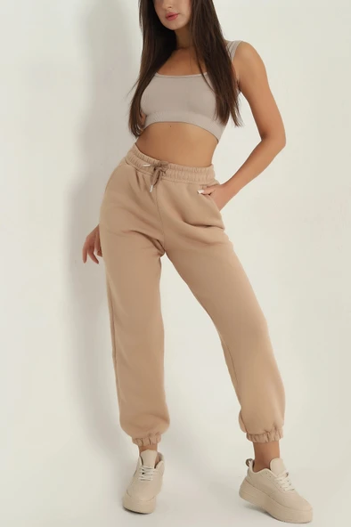 3 iplik şardonlu paça lastikli eşofman bisküvi is001 - Resim 3