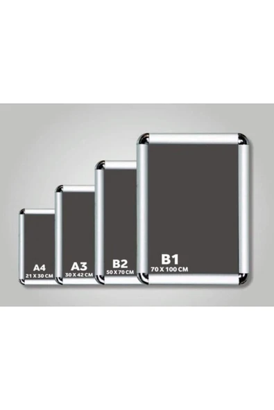 OfisDS B2 50X70 cm Rondo Köşe Alüminyum Aç Kapa Çerçeve - 1