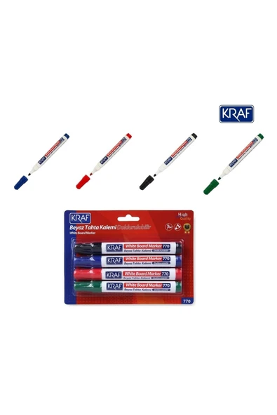 KRAF Beyaz Tahta Kalemi Doldurulabilir 770-4 4lü Set - 1