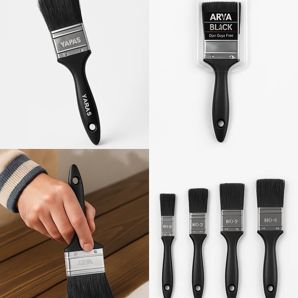 YAPAŞ Arya Black Yağlı Boya Fırça – Doğal & Sentetik Kıl, Ergonomik Sap | Tüm Yüzeyler için Uygun - 2