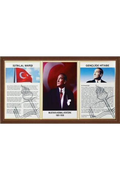 Panda 45x90 Cm Atatürk Köşesi Mdf Çerçeveli Milli Levha Tablo - 1