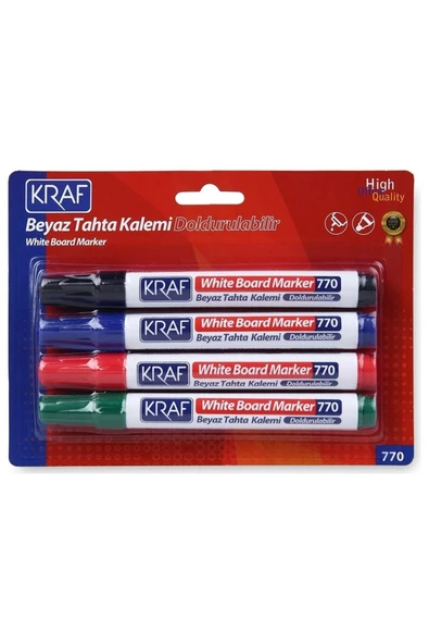 KRAF Beyaz Tahta Kalemi Doldurulabilir 770-4 4 Lü Set - 1