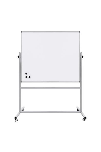 Panda 90X120 CM MIKNATIS YÜZEY  360° DÖNERLİ AYAKLI ÇİFT TARAFLI TEKERLEKLİ MOBİL YAZI TAHTASI-PAN570 - 1