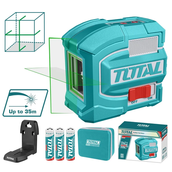 Total TLL156601 Yeşil Çizgi Lazer Terazi Seviyesi 35m Dayanıklı Hassas Ölçüm Taşıma Çantalı Model ürün görseli