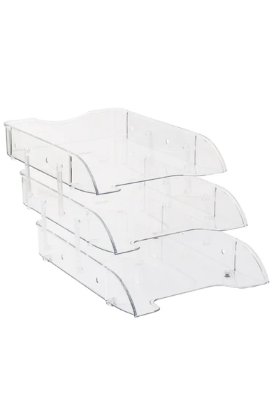 KRAF Evrak Rafı 3 Lü Raylı Şeffaf 829g - 2