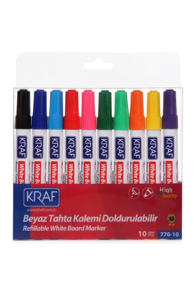 KRAF Doldurulabilir Beyaz Tahta Kalemi 10 Renk - 1