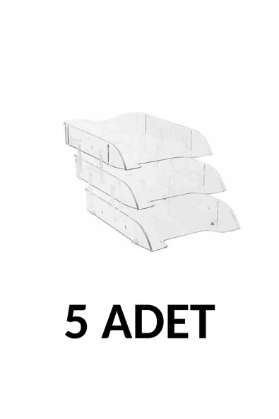 KRAF 5 Adet Hareketli Evrak Rafı Şeffaf 3`lü 829g ürün görseli