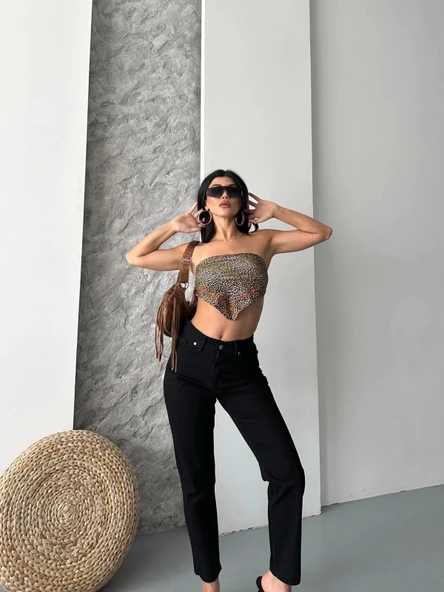 Mom fit enzim taş yıkama jeans pantolon siyah d2006 - 5